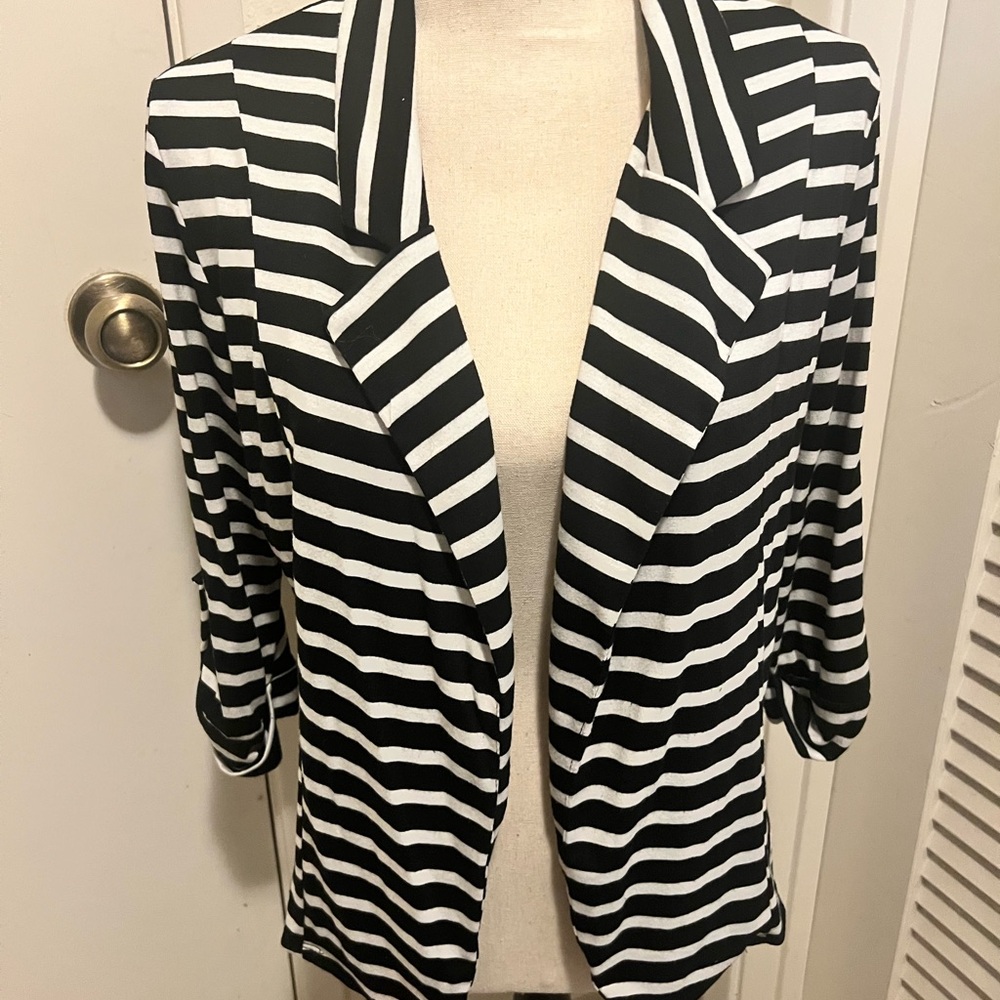 Olivia Moon Lightweight Knit Black and White Women's Blazer